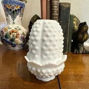 Fenton White Milk Glass Hobnail Candle Shade